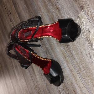 Frederick's  of Hollywood black sexy  open toe pole heels Sz 12